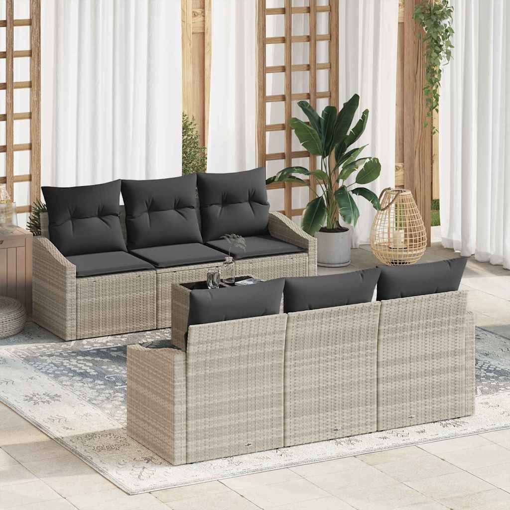 Garten-Sofa-Set 7 pcs Hellgrau und Dunkelgrau 55 x 55 x 37 cm